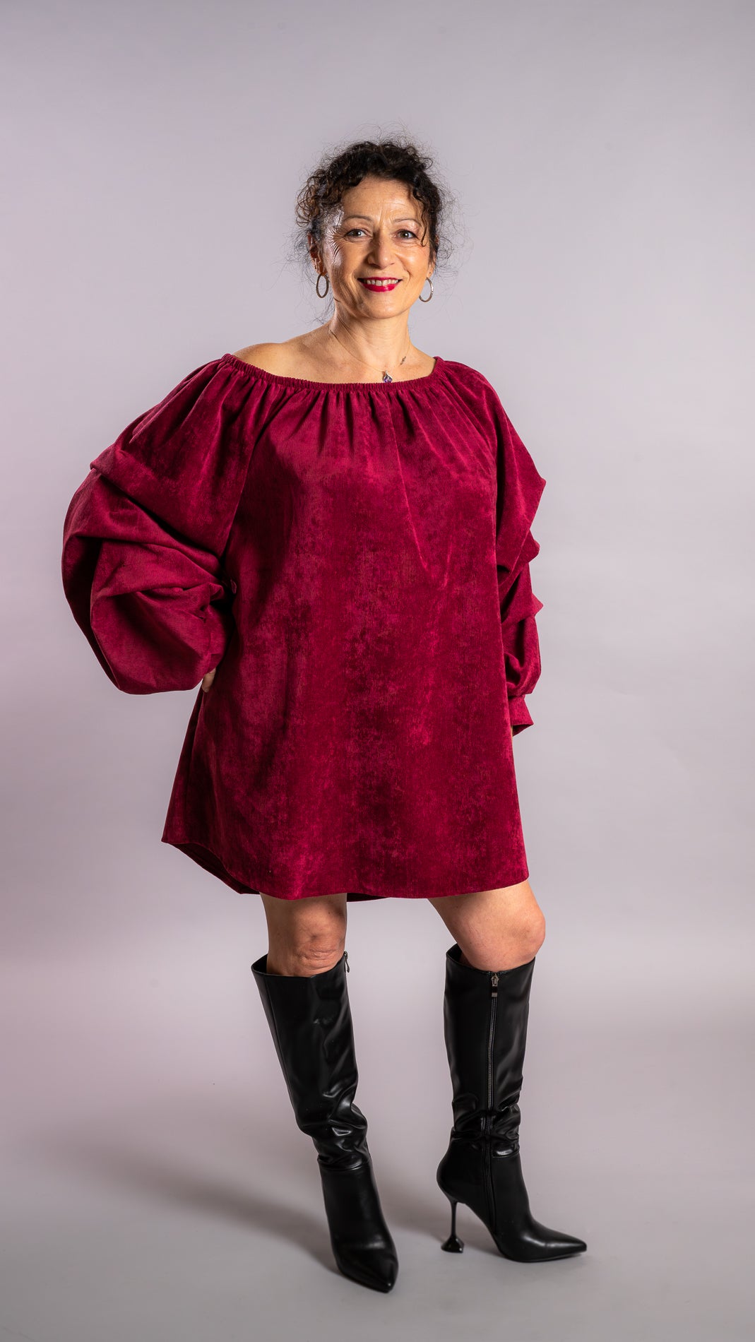 Robe à col élastique avec manches bouffantes Judith