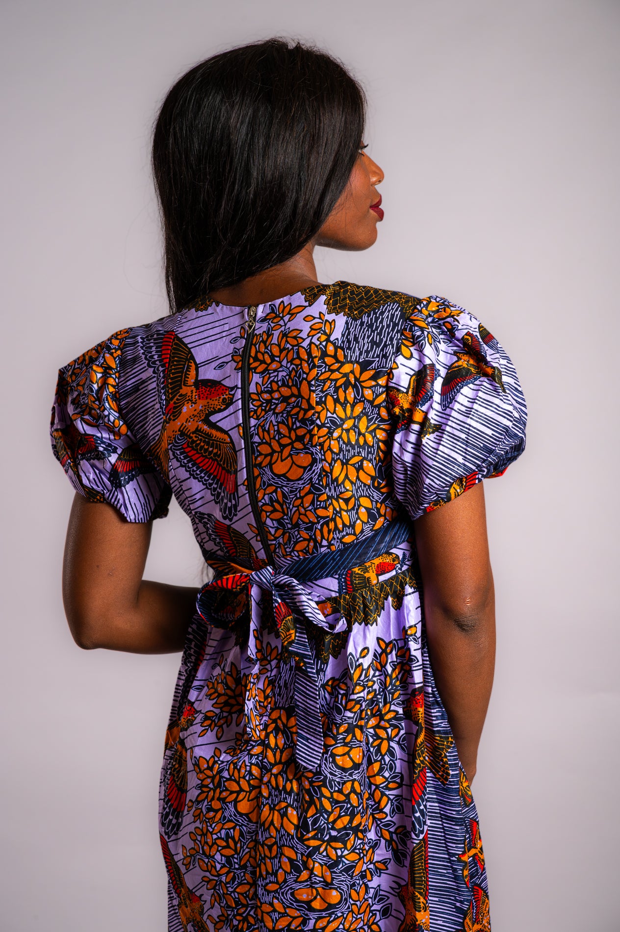 Robe longue à manches bouffantes wax Fama
