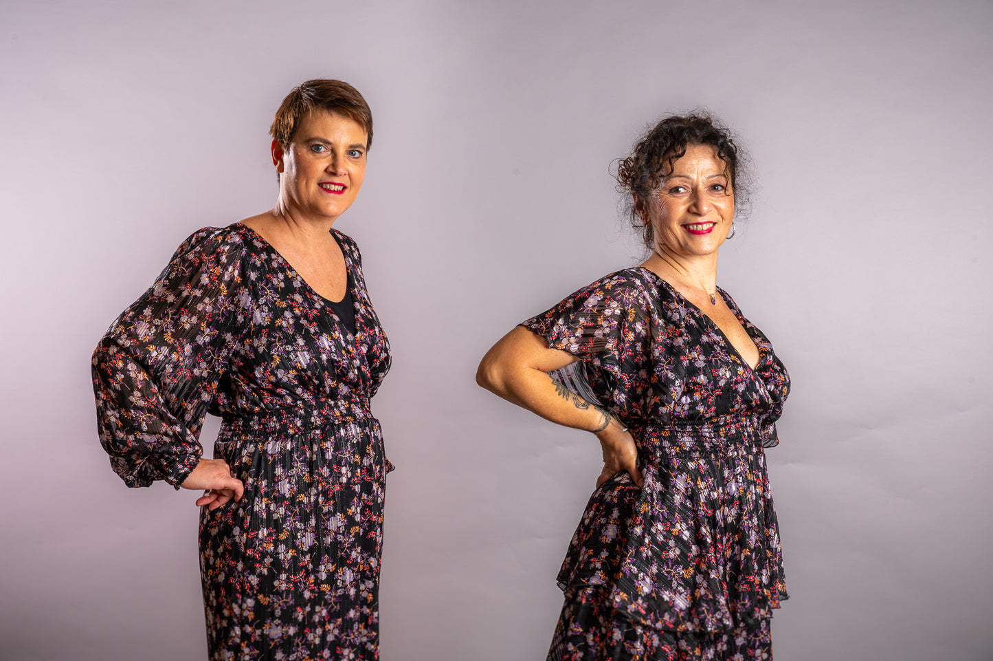 Robe imprimée floral à manches longues