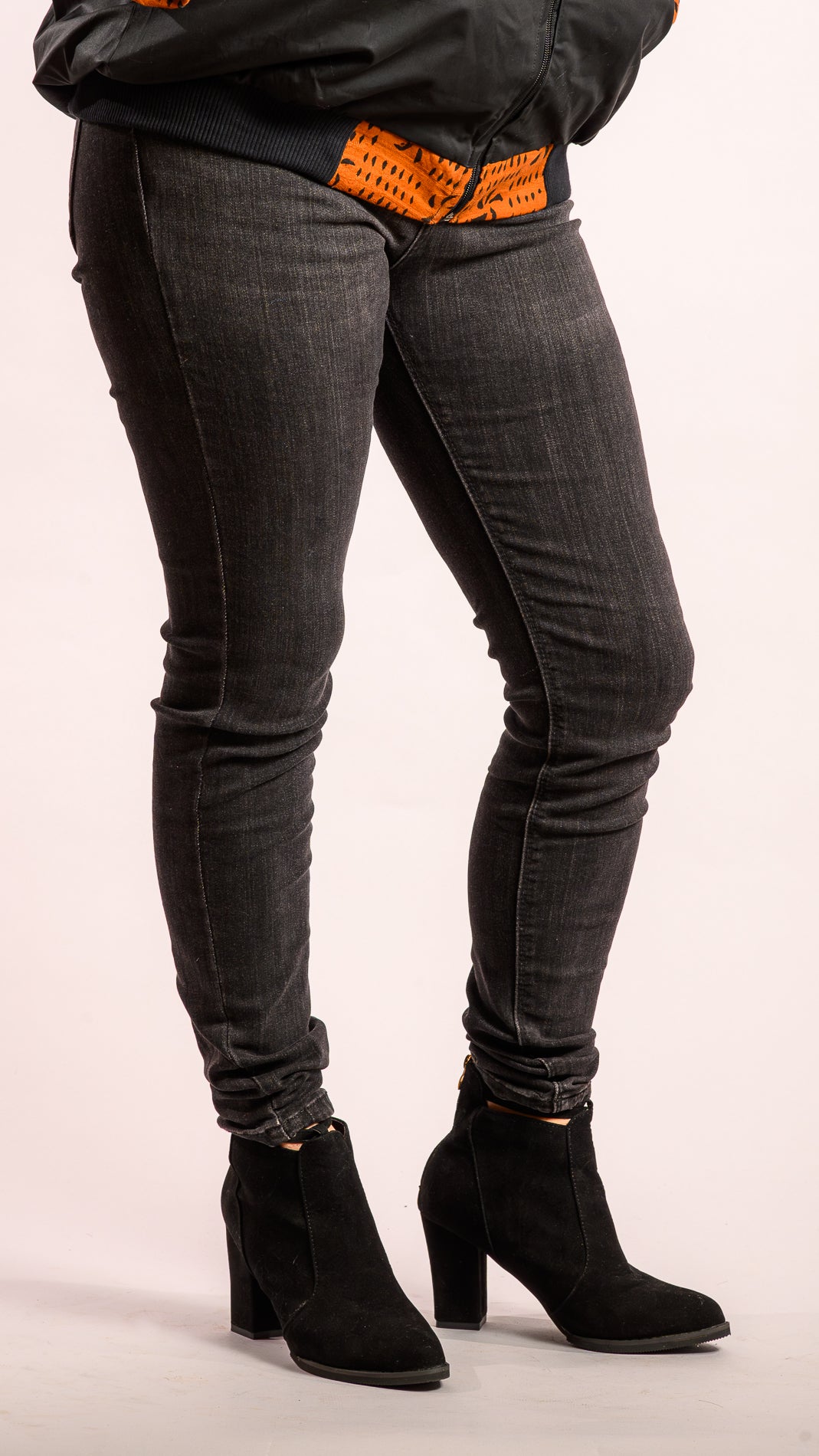 Ensemble jeans ou noir et col roulé