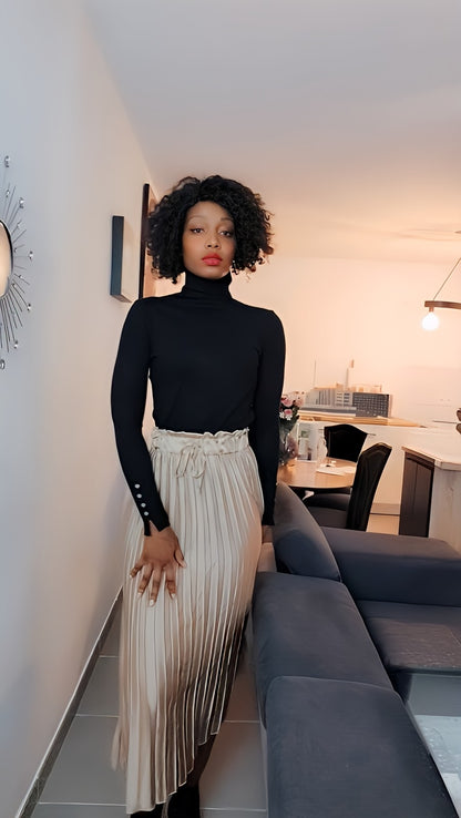 Ensemble jeans ou noir et col roulé