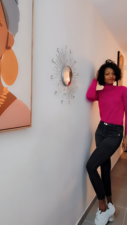 Ensemble jeans ou noir et col roulé