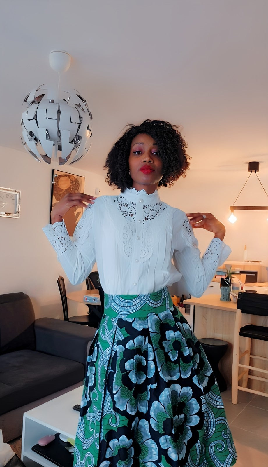 Ensemble jupe en Wax et haut