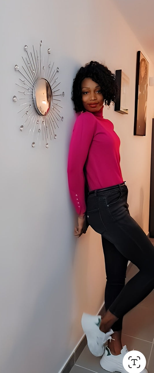 Ensemble jeans ou noir et col roulé