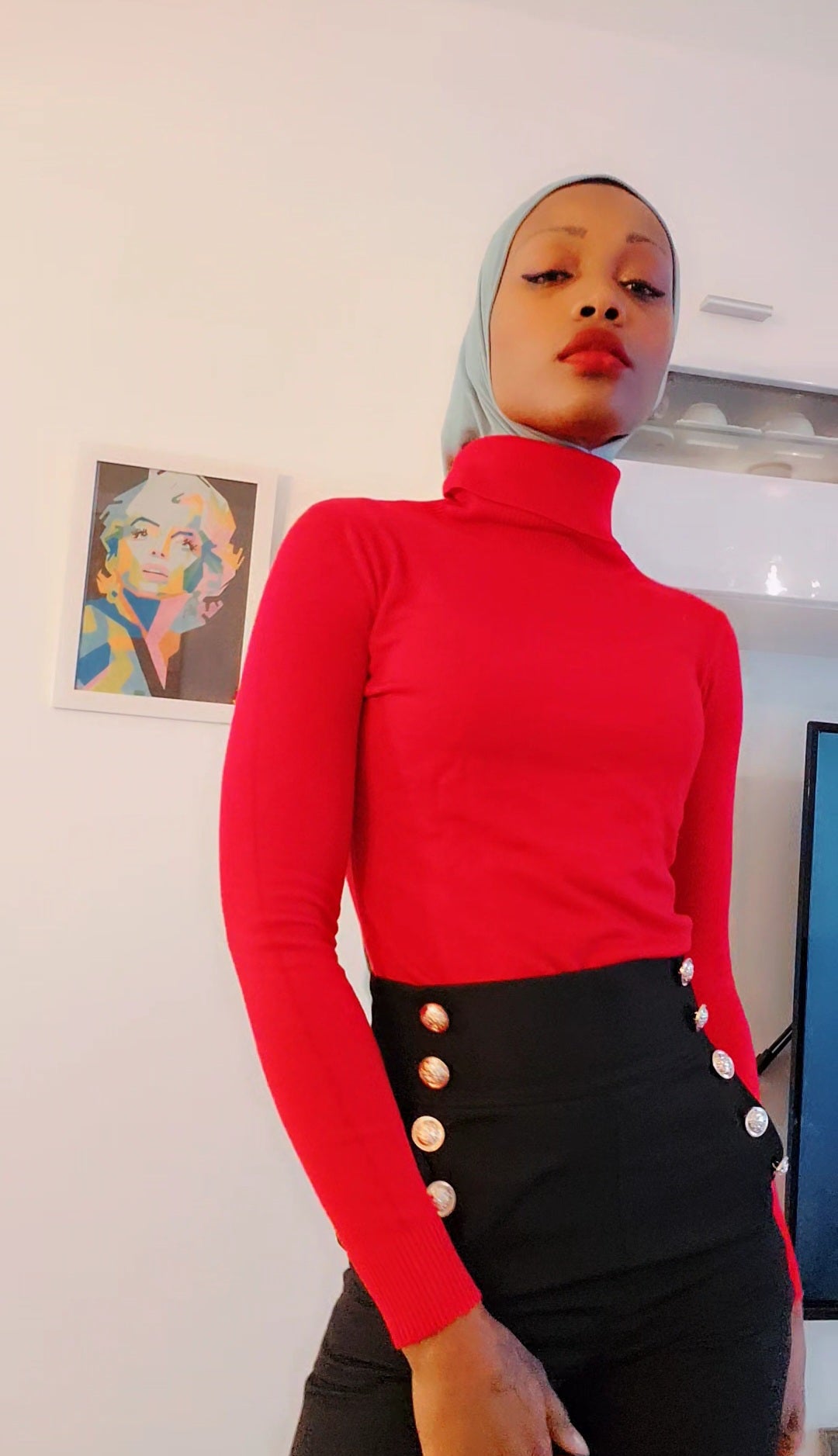Ensemble jeans ou noir et col roulé
